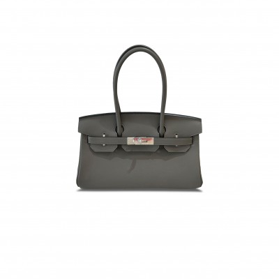 HERMES BIRKIN MINI 29 LEATHER SHOULDER BIRKIN SILVER BUCKLE GRAY BAG 4341856341 (29*19*16cm)